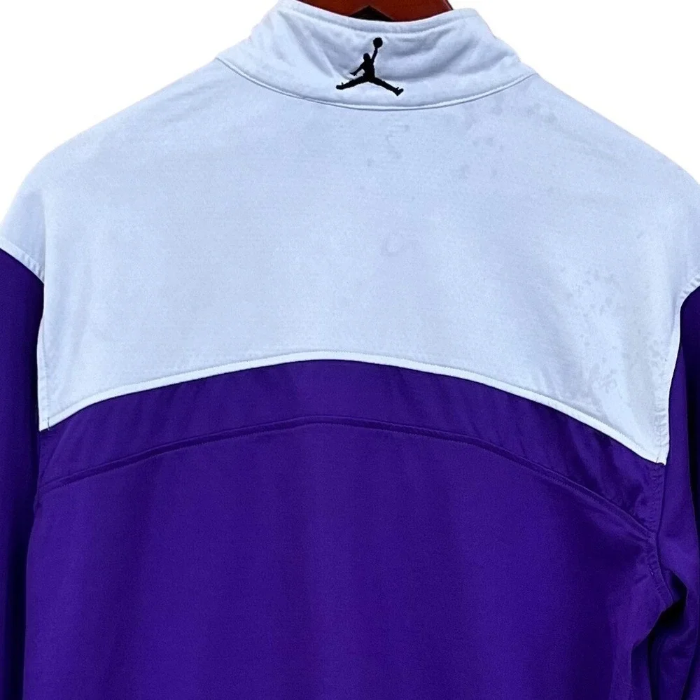 Nike Air Jordan Sacramento Mens M Pullover 1/4 Zip Top Purple White Jumpman